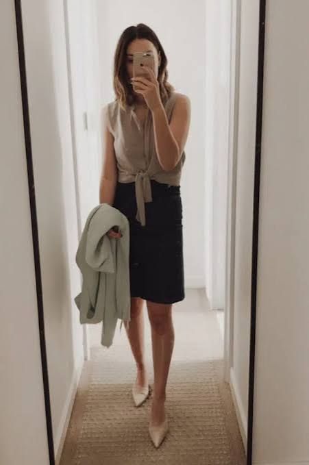 Chic Professionalism: Tie-Front Blouse and Pencil Skirt Chic Professionalism: Tie-Front Blouse and Pencil Skirt — Meet the Teacher Outfits