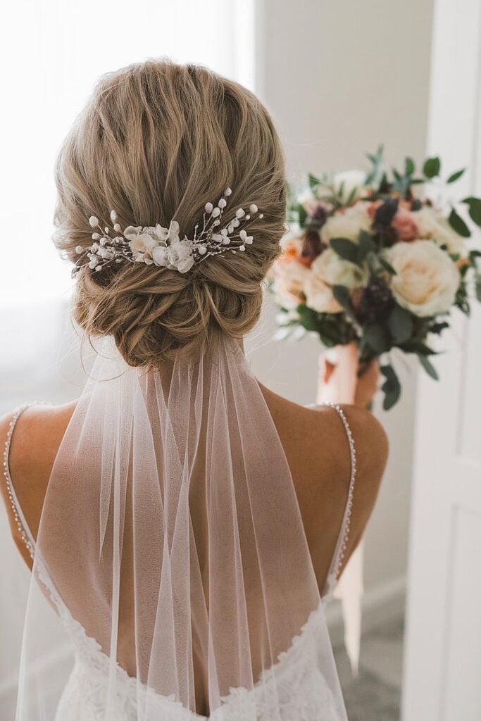 Low Twisted Updo With Veil — Wedding Updos