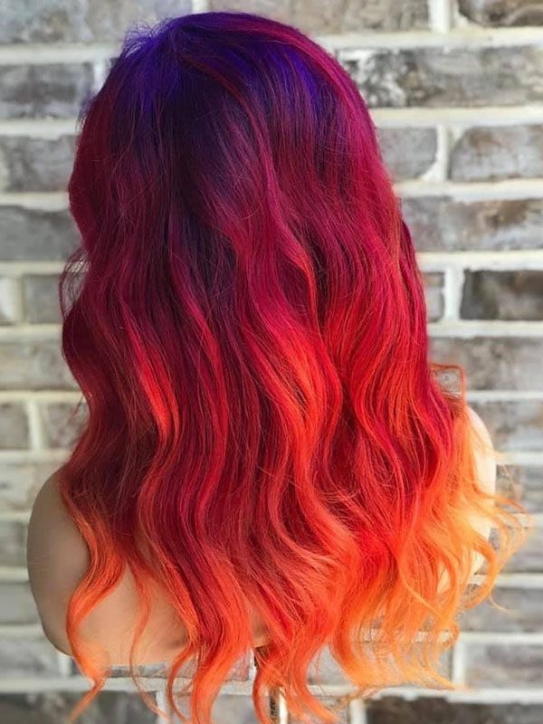 Copper Red With Subtle Blonde Highlights — Sunset Hair