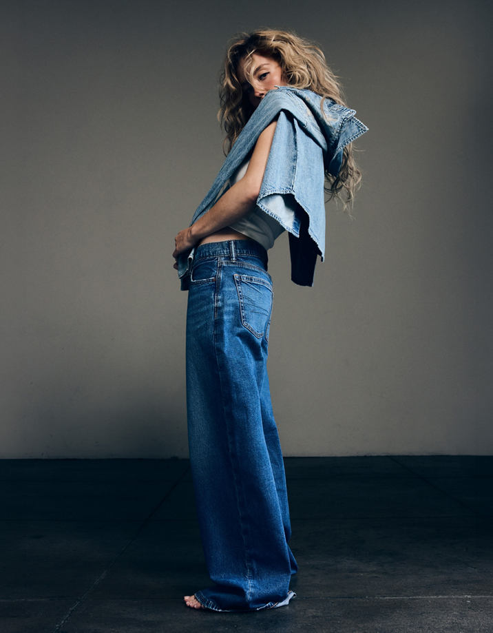 Baggy Jeans with Draped Denim Jacket