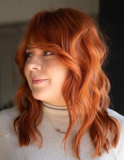 Vibrant Copper Shag With Face-Framing — Hairstyles for Double Chin