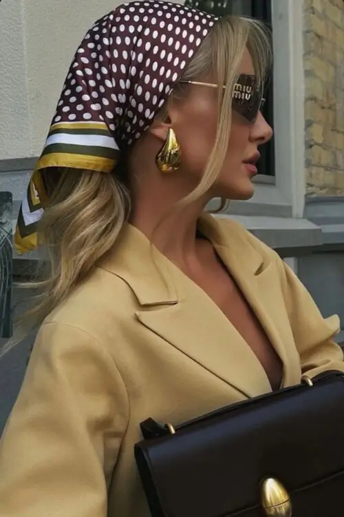 Collarbone Ponytail with Polka Dot Headband — Scarf Hairstyles