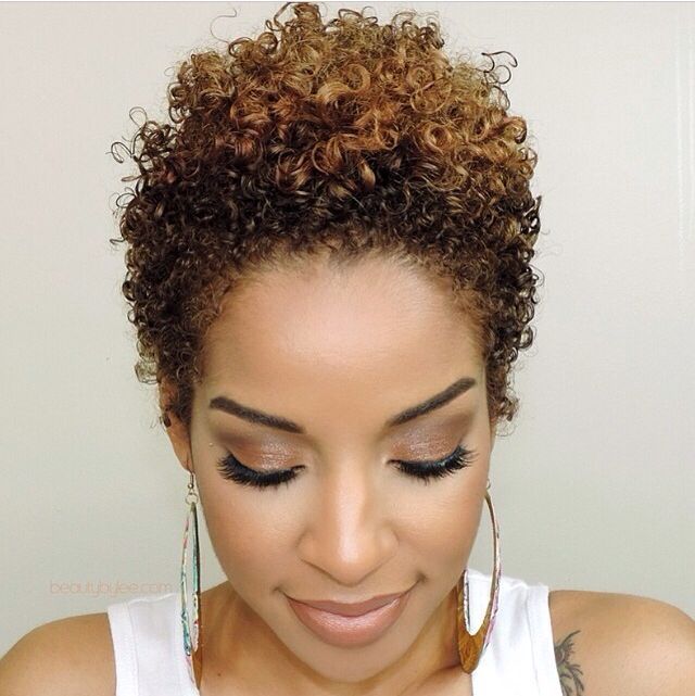 Black With Honey Highlights Visual Idea — Short Natural Hairstyles