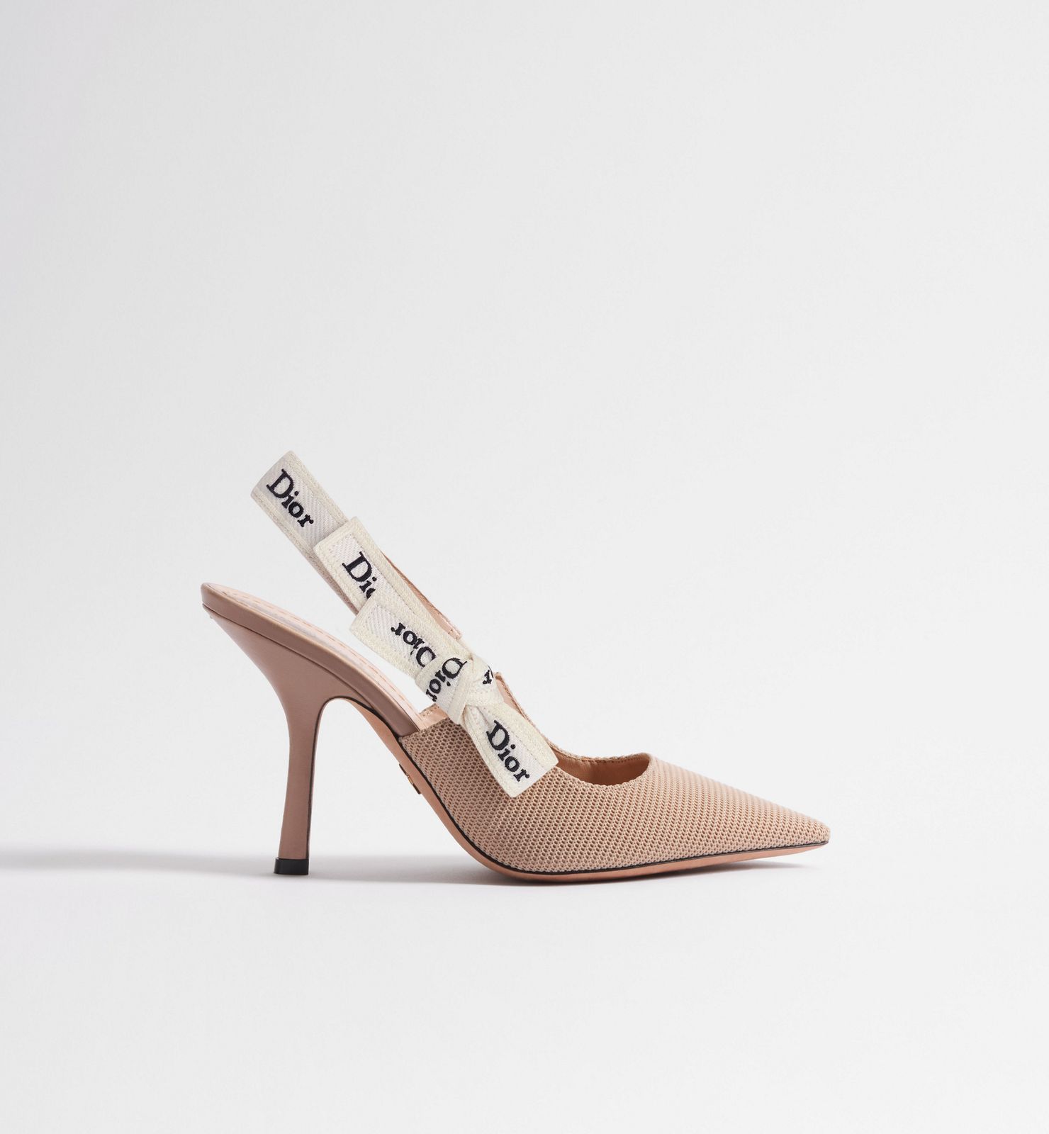 Beige Mesh Slingbacks with Dior Logo: A Designer Detail — Slingback Heels Outfits