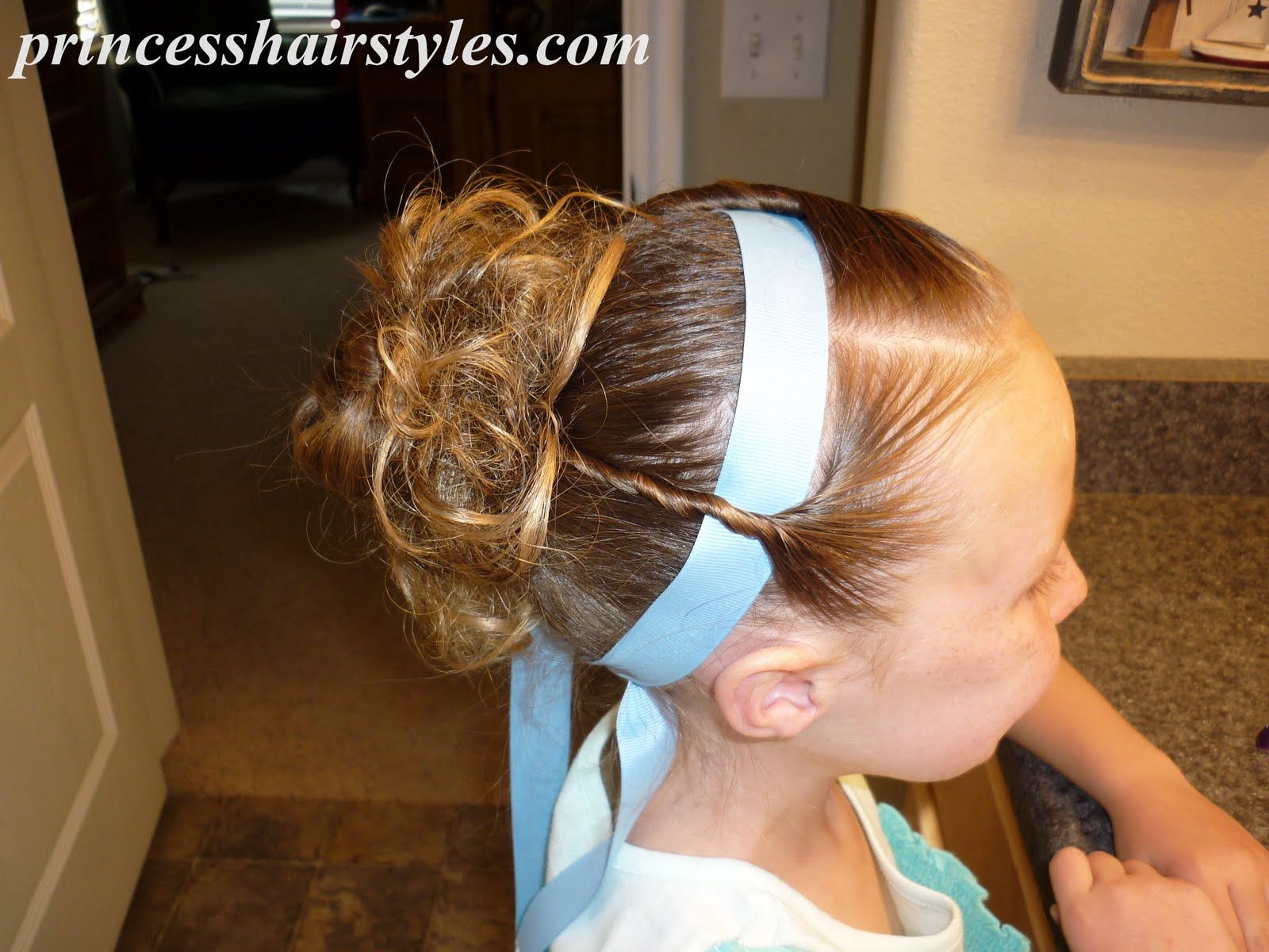 Bun With Curls and Blue Ribbon — Dance Recital Hairstyles