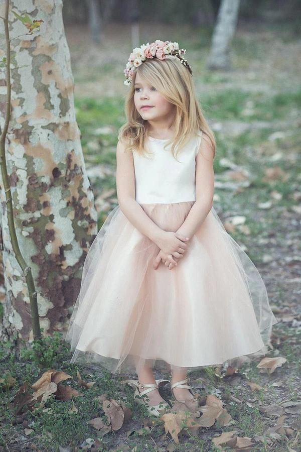 Cream Satin Top and Blush Pink Tulle Skirt Dress Cream Satin Top and Blush Pink Tulle Skirt Dress — Little Girl Dresses