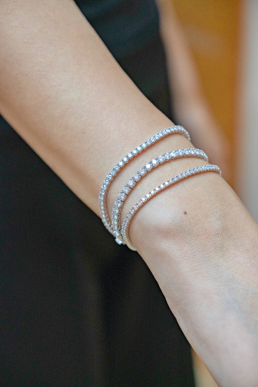 Layered Delicate Bracelets Against Black Layered Delicate Bracelets Against Black — Tennis Bracelets