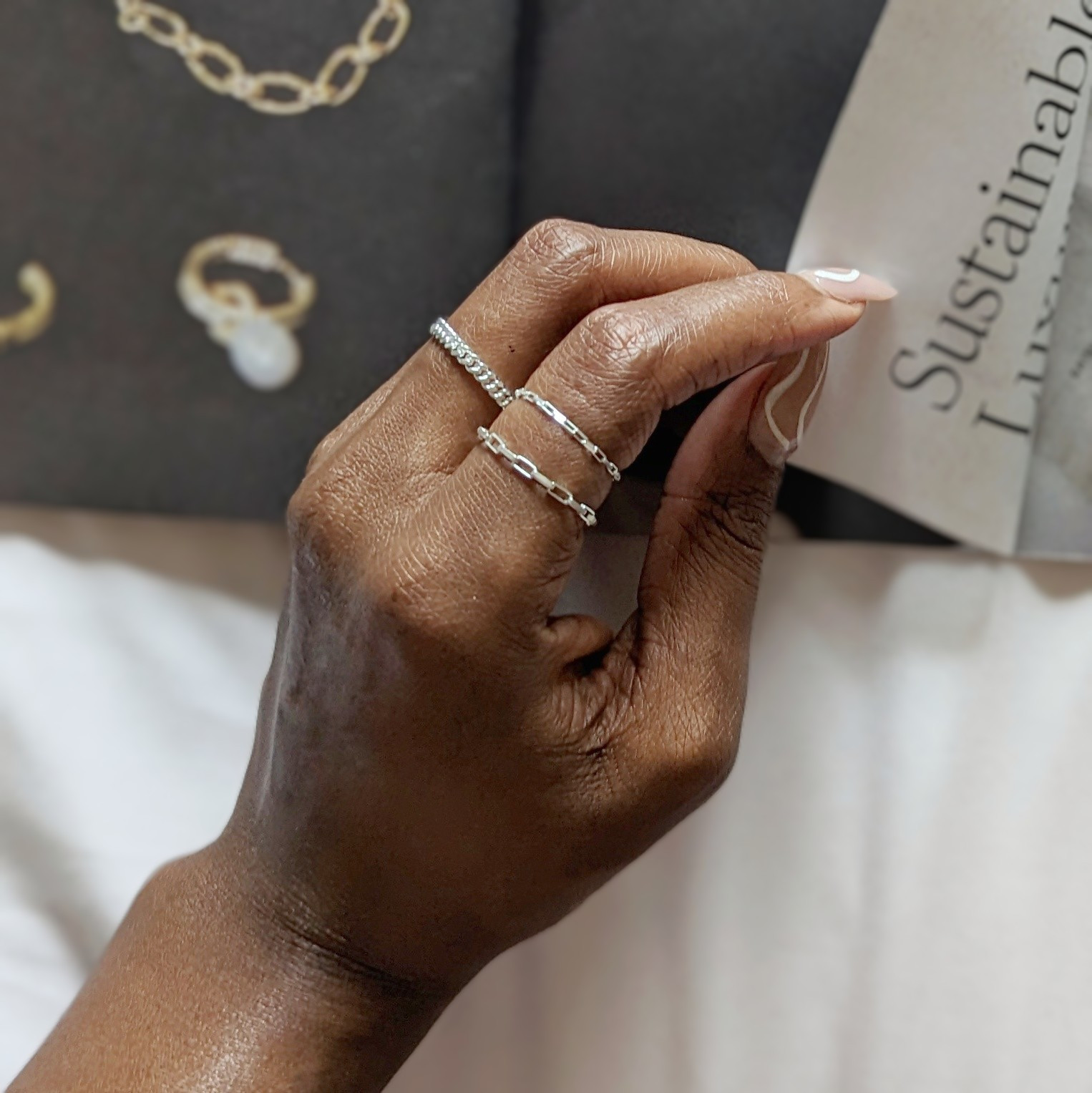 Delicate Stacked Silver Rings with Stone Detail Delicate Stacked Silver Rings with Stone Detail — Silver Jewelry Stack