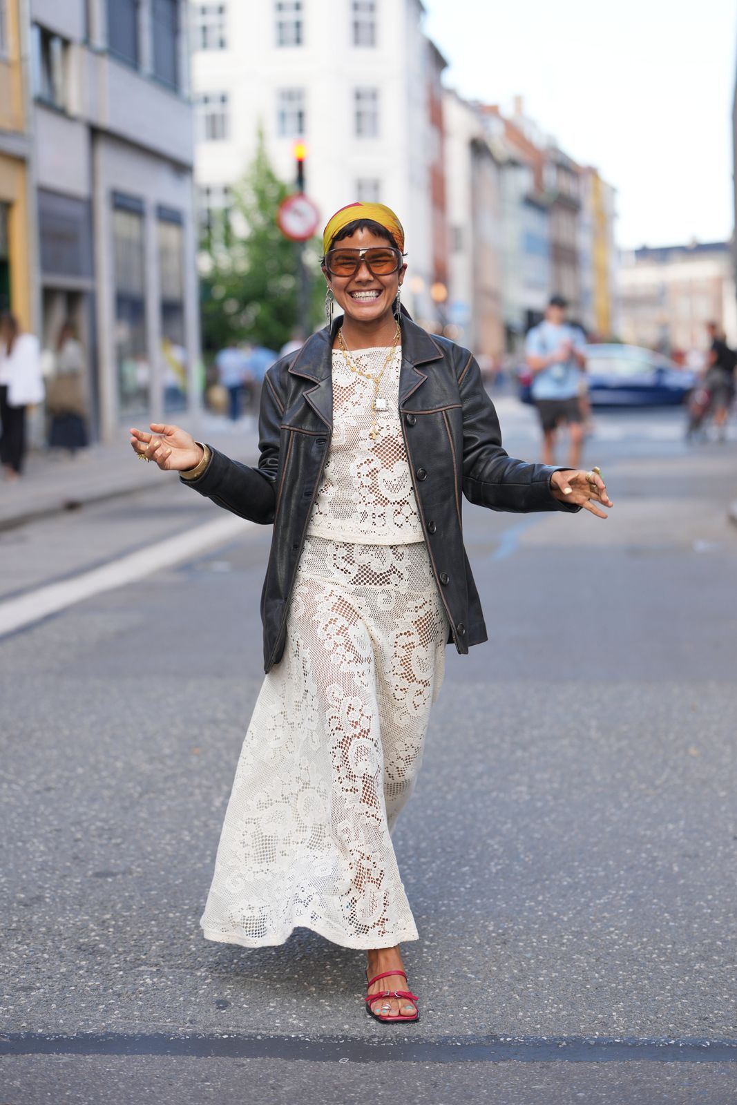 Black Leather Jacket with Lace Maxi Skirt Black Leather Jacket with Lace Maxi Skirt — Copenhagen Outfits