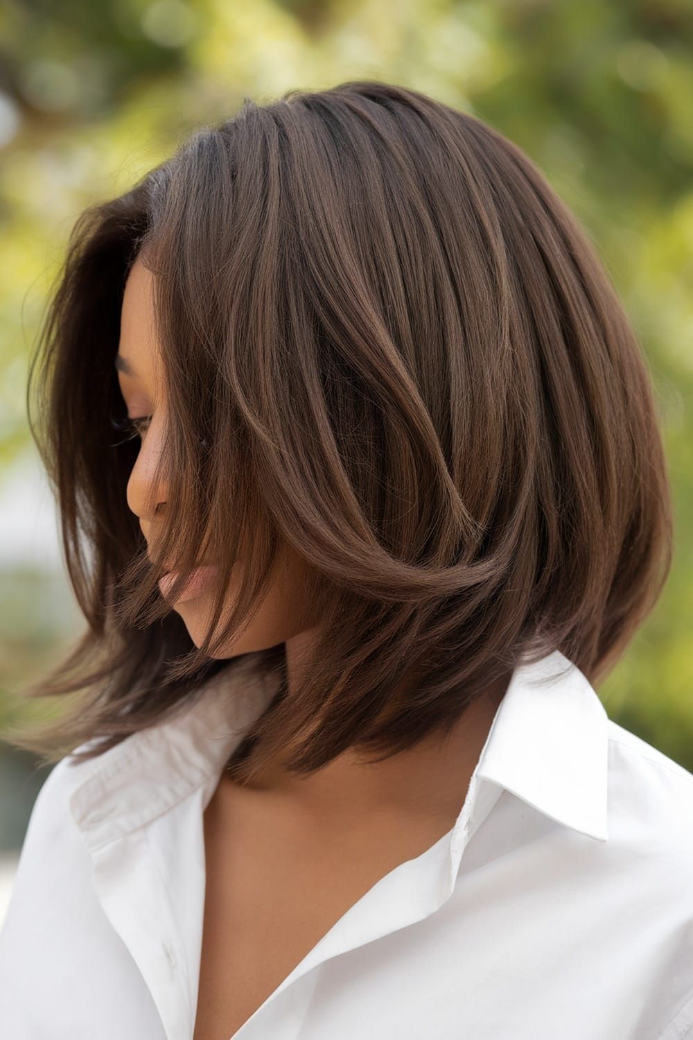 Thick Dark Brown Bob Flipped Ends Thick Dark Brown Bob Flipped Ends — Natural Hair Bob
