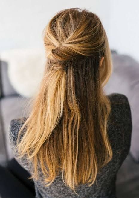 Blonde Twisted Knot At Crown Blonde Twisted Knot At Crown — Half Up Half Down Straight Hair