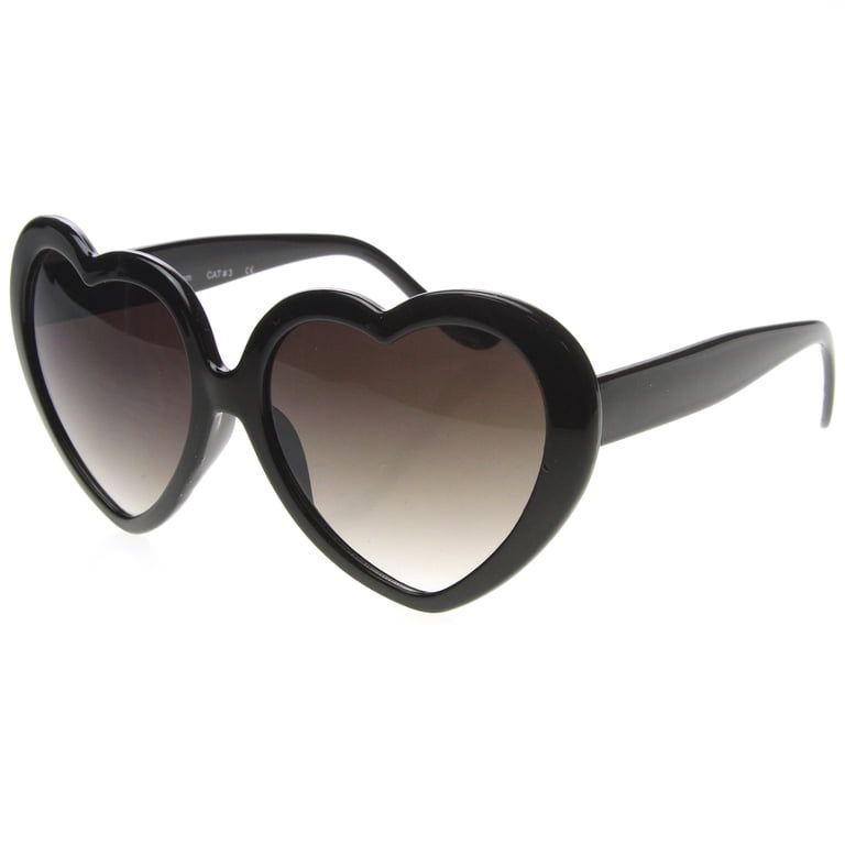 Oversized Black Heart Sunglasses with Gradient Lenses — Sunglasses for Heart Shaped Face