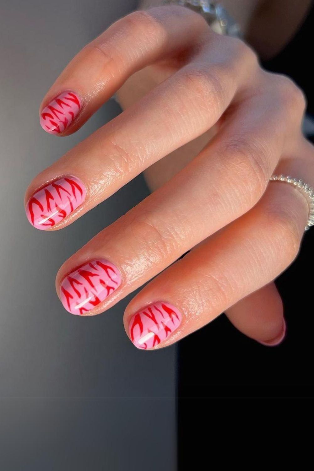 Hot Pink and Red Zebra Nails