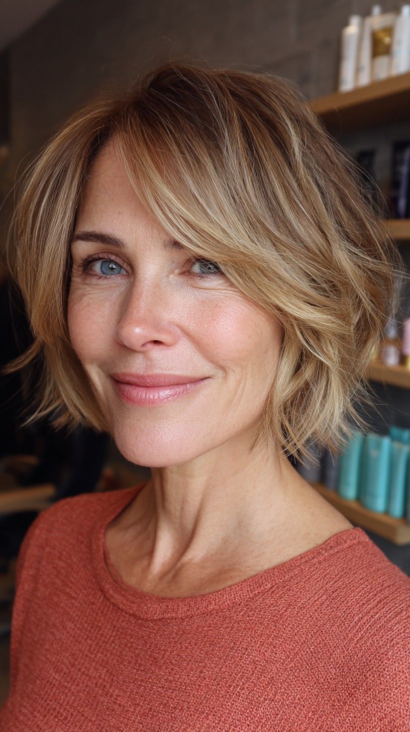 Chin-Length Ash Blonde Bob With Textured Layers — Choppy Bob