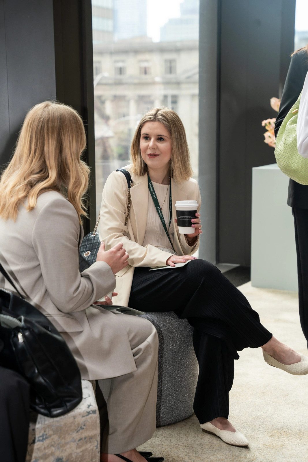 Beige Blazer with Pleated Trousers for Professional Polish — Conference Outfits