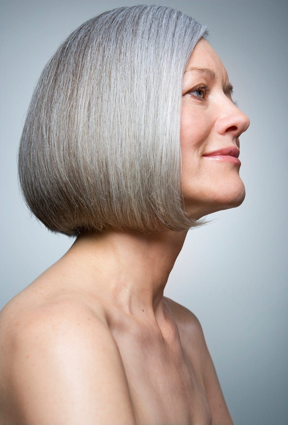 Sleek Gray Bob With Clean Line
