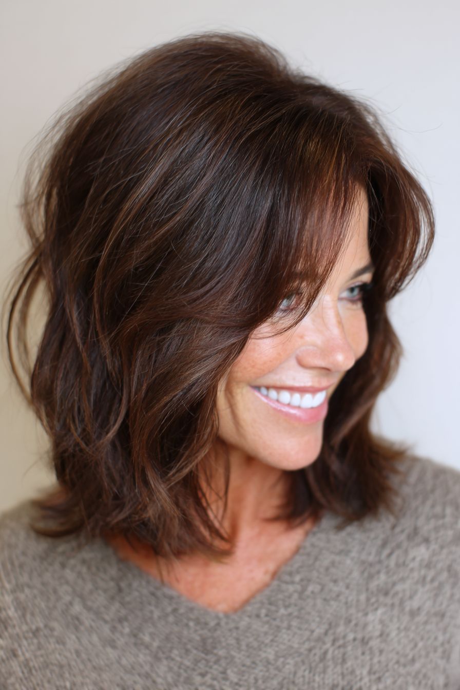 Blunt Bob With Caramel Highlights Blunt Bob With Caramel Highlights — Hair Color for Women Over 50