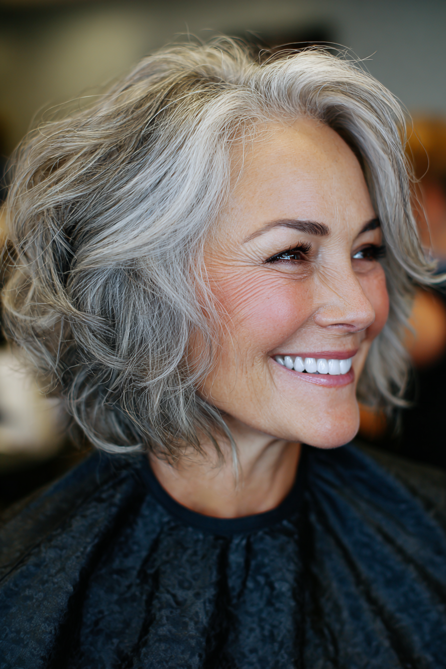Textured Wavy Bob With Wispy Bangs Textured Wavy Bob With Wispy Bangs — Hairstyles for Women Over 50