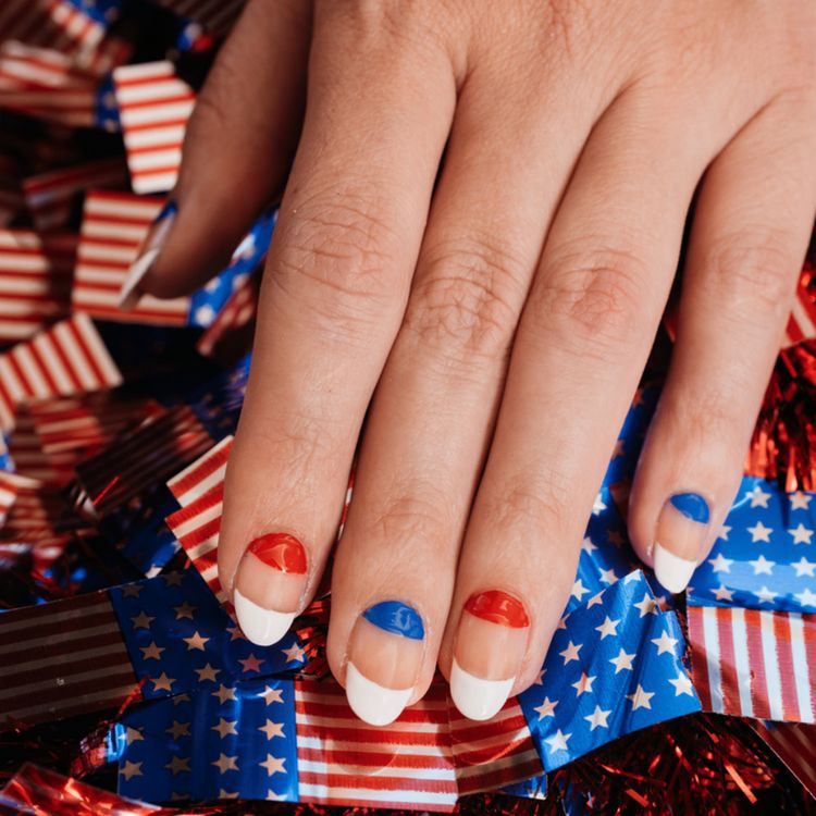 Glossy Short Square Sochi Olympic Nails Glossy Short Square Sochi Olympic Nails — Gymnastics Nails