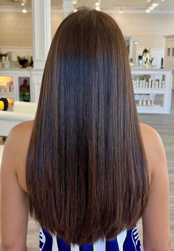 Sleek Dark Brown Uniform Length Sleek Dark Brown Uniform Length — Hairstyles for Long Hair