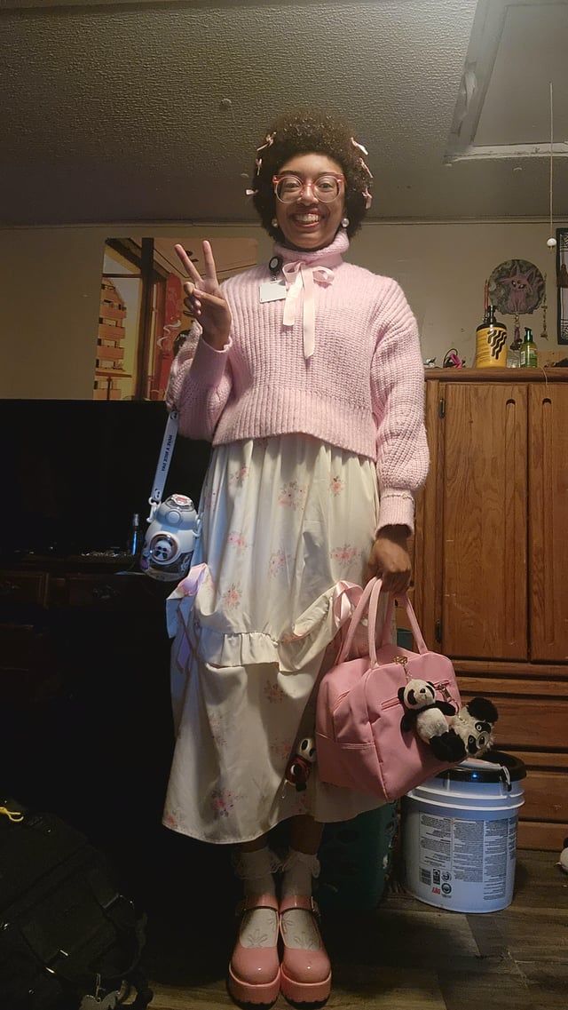Sweet Style: Pink Sweater Over Floral Dress — Grandma Outfits