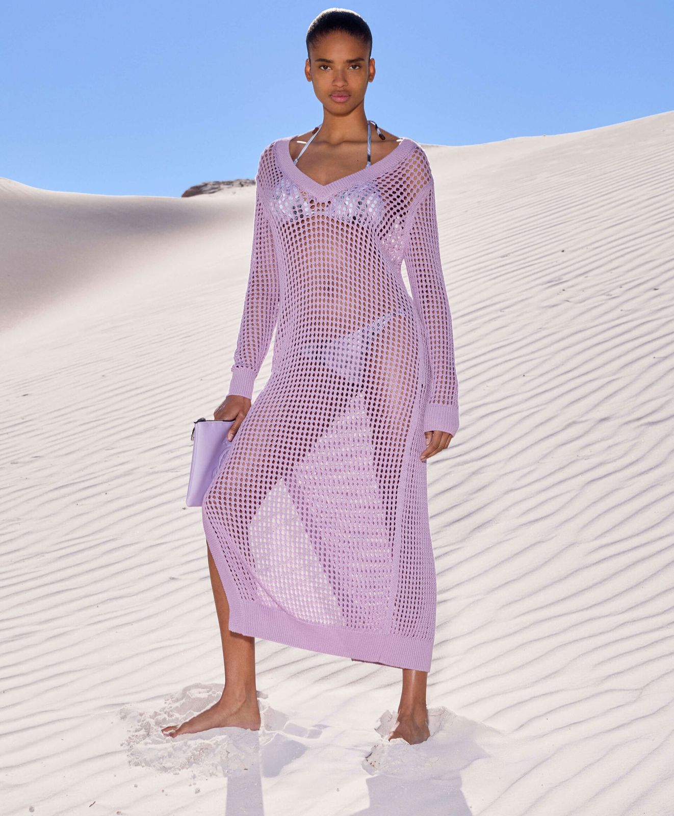 Sheer Lavender Crocheted Maxi Dress Sheer Lavender Crocheted Maxi Dress — Beach Dresses