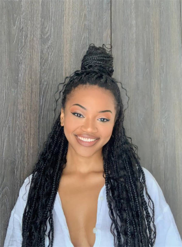 Braids and Curls Combo Braids and Curls Combo — Half Up Half Down for Black Hair