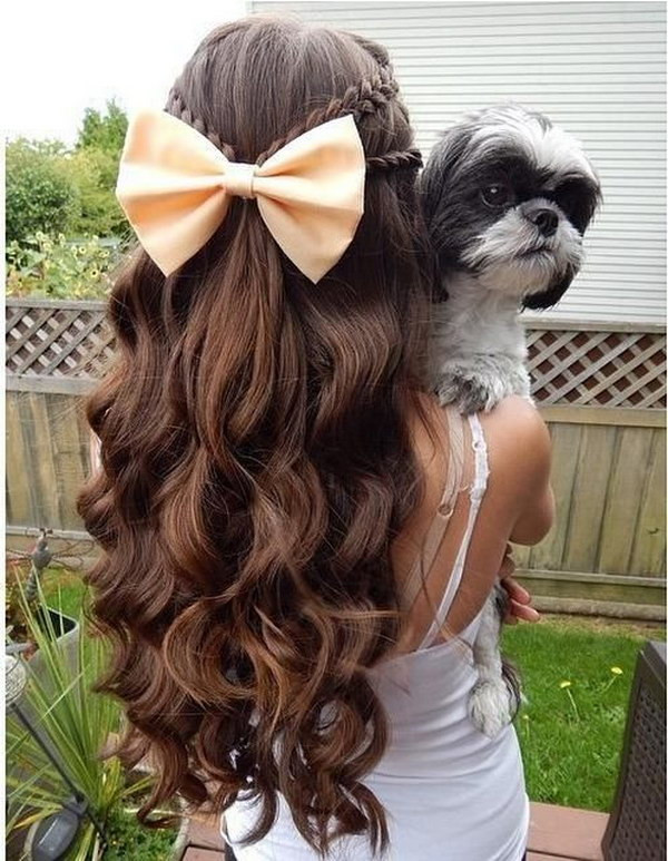 Braids and Curls With Large Bow Braids and Curls With Large Bow — High School Hairstyles