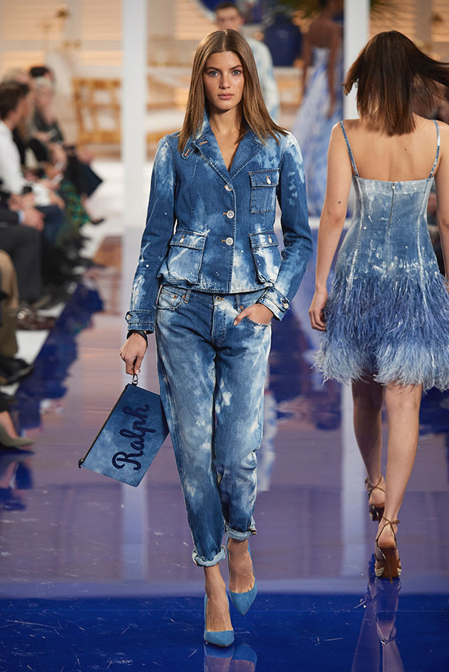 Denim Statement: Monochromatic Suit with Clutch — Ralph Lauren Outfits