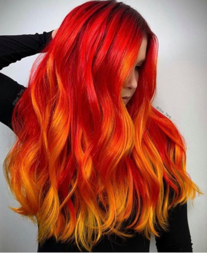 Vibrant Red To Orange Gradient Visual Idea — Fire Red Hair