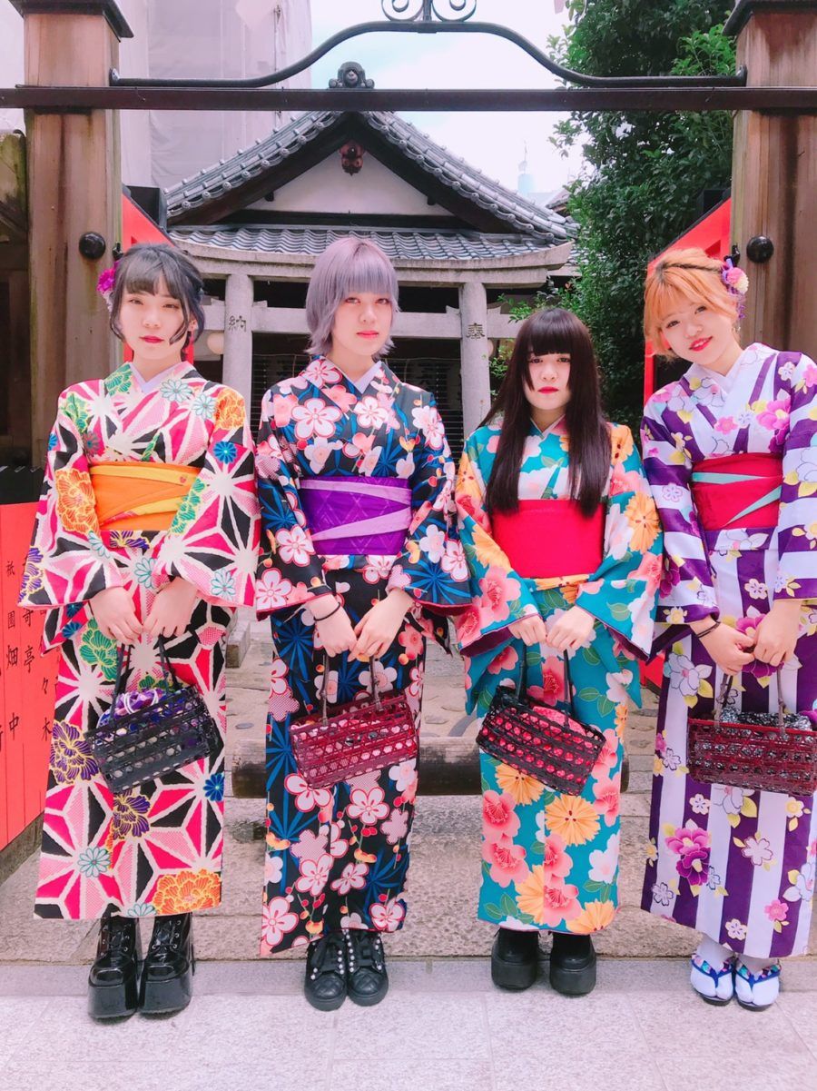 Vibrant Floral Kimonos with Platform Boots for Kyoto Festivals — Kyoto Outfits