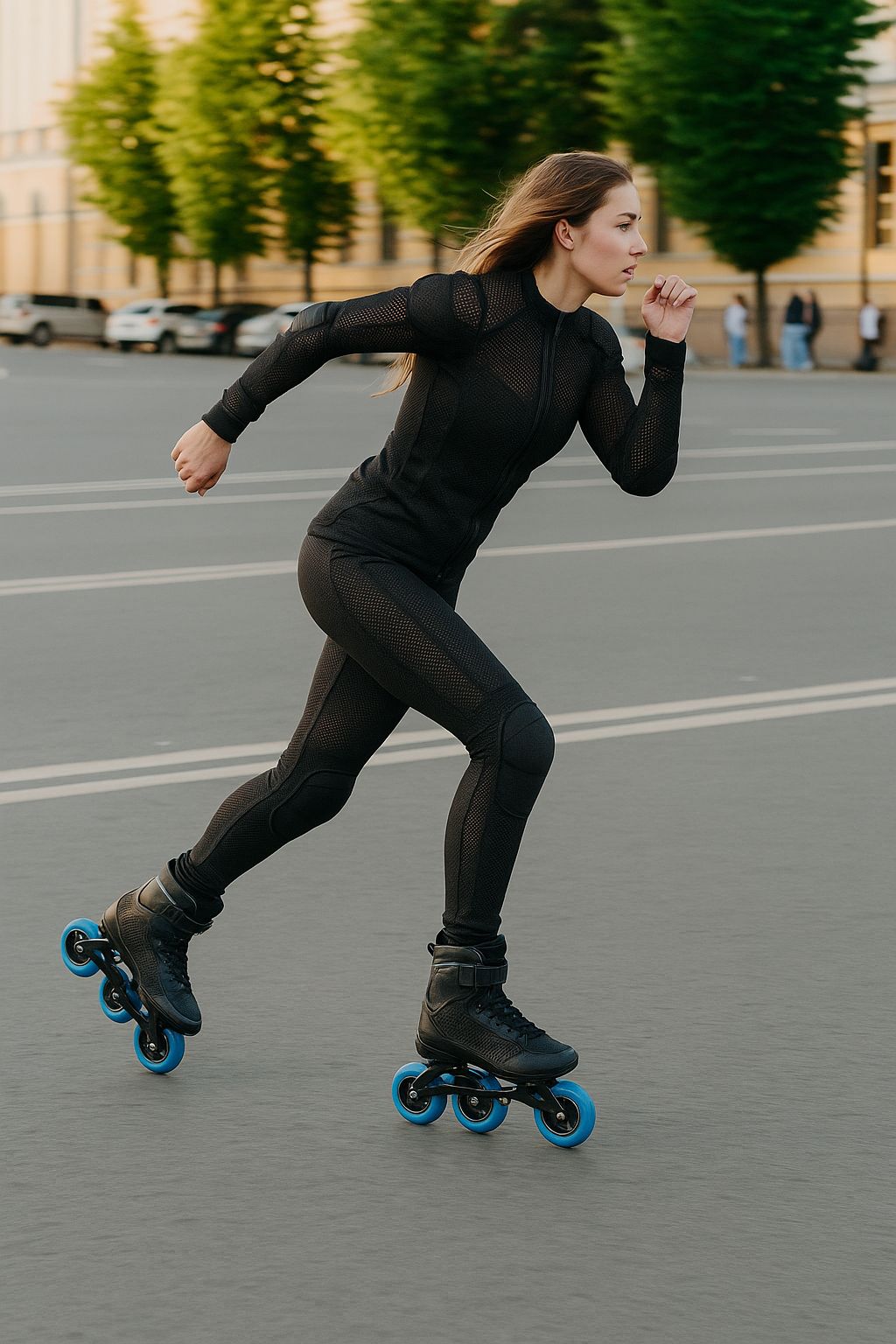 Black Mesh Bodysuit for Athletic Inline Skating — Roller Skating Outfits
