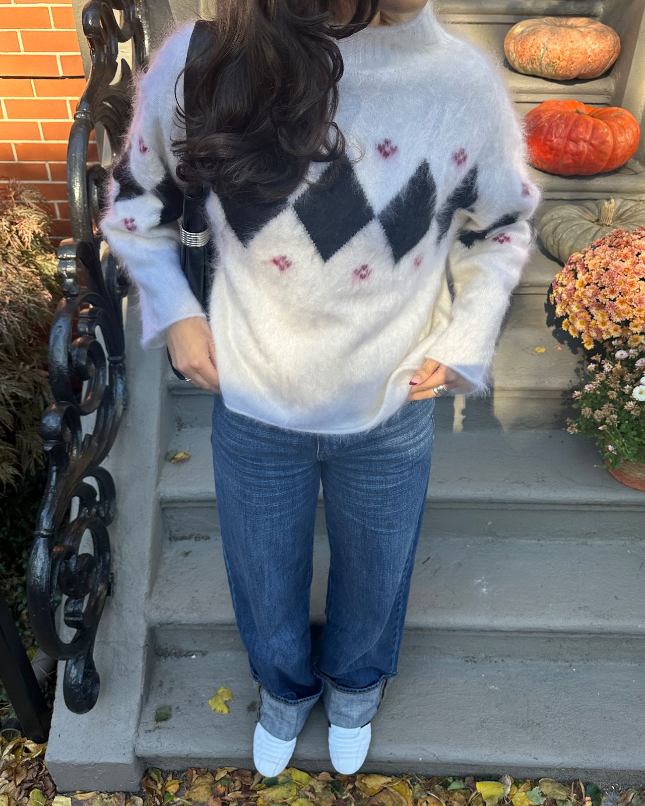 Fluffy Argyle Sweater with Straight-Leg Jeans Fluffy Argyle Sweater with Straight-Leg Jeans — J Crew Outfits