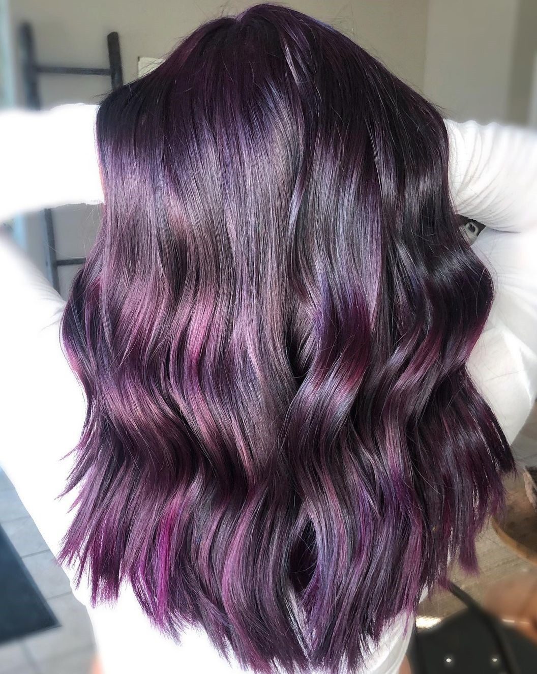 Layers Visual Idea Layers Visual Idea — Purple Highlights on Black Hair