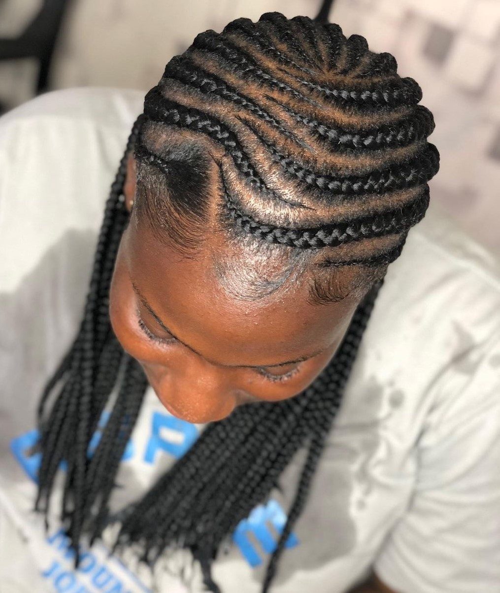 Cornrows With Wavy Pattern Detail