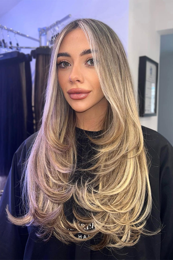 Ash Blonde With Platinum Highlights — Long Layered Hair