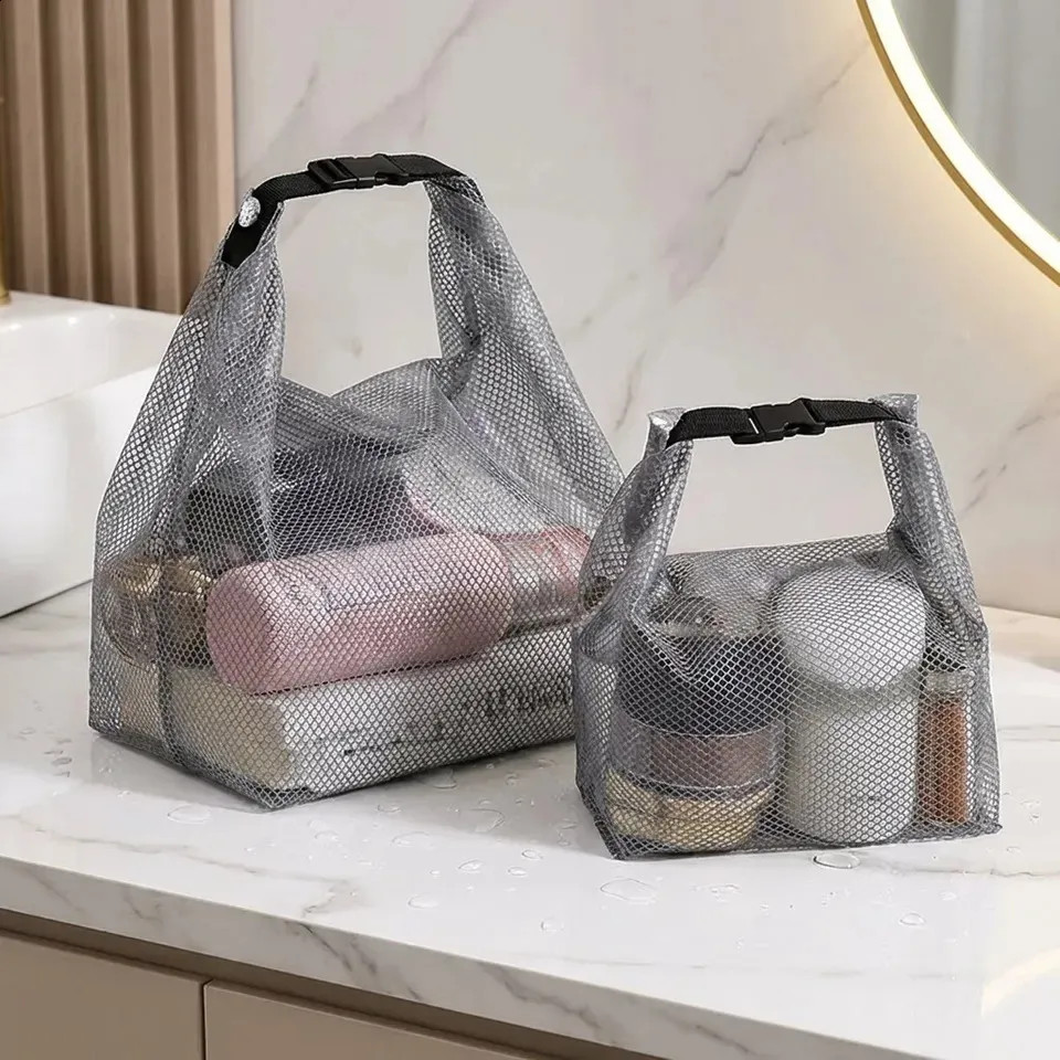 Organizational Chic: Grey Mesh Totes for Essentials — Clear Bag Outfits