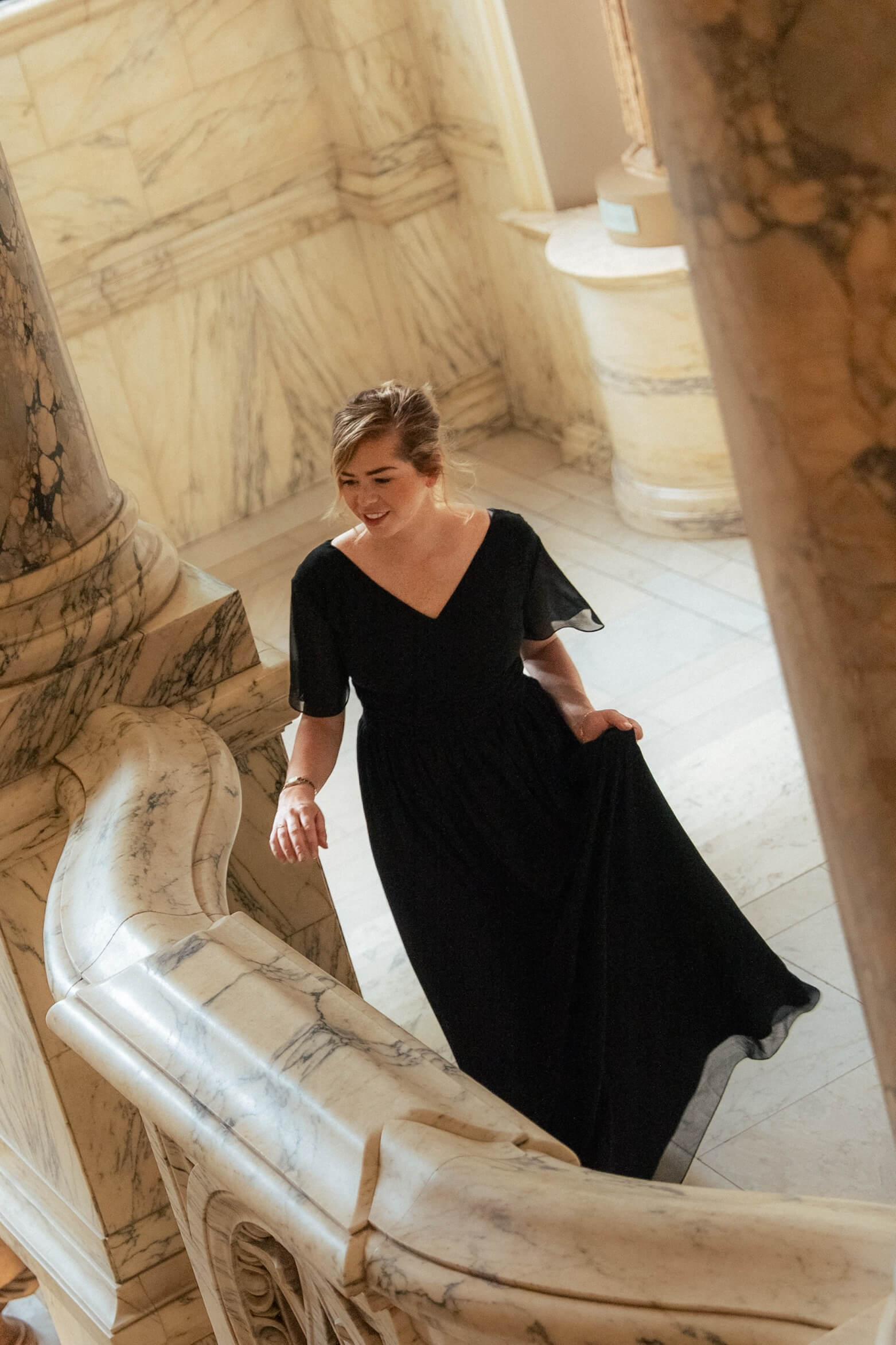 Black Floor-Length Dress with Flutter Sleeves for Opera Sophistication Black Floor-Length Dress with Flutter Sleeves for Opera Sophistication — Opera Outfits