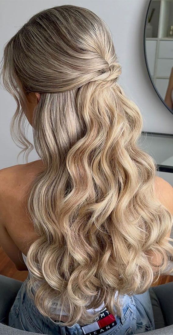 Ash Blonde Twisted Strands Soft Waves Ash Blonde Twisted Strands Soft Waves — Half Up Half Down Long Hair