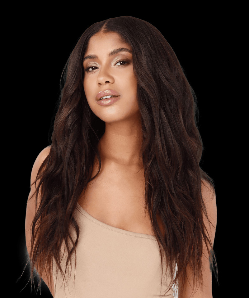 Dark Brown Subtle Ombre Soft Waves — Halo Extensions Hairstyles