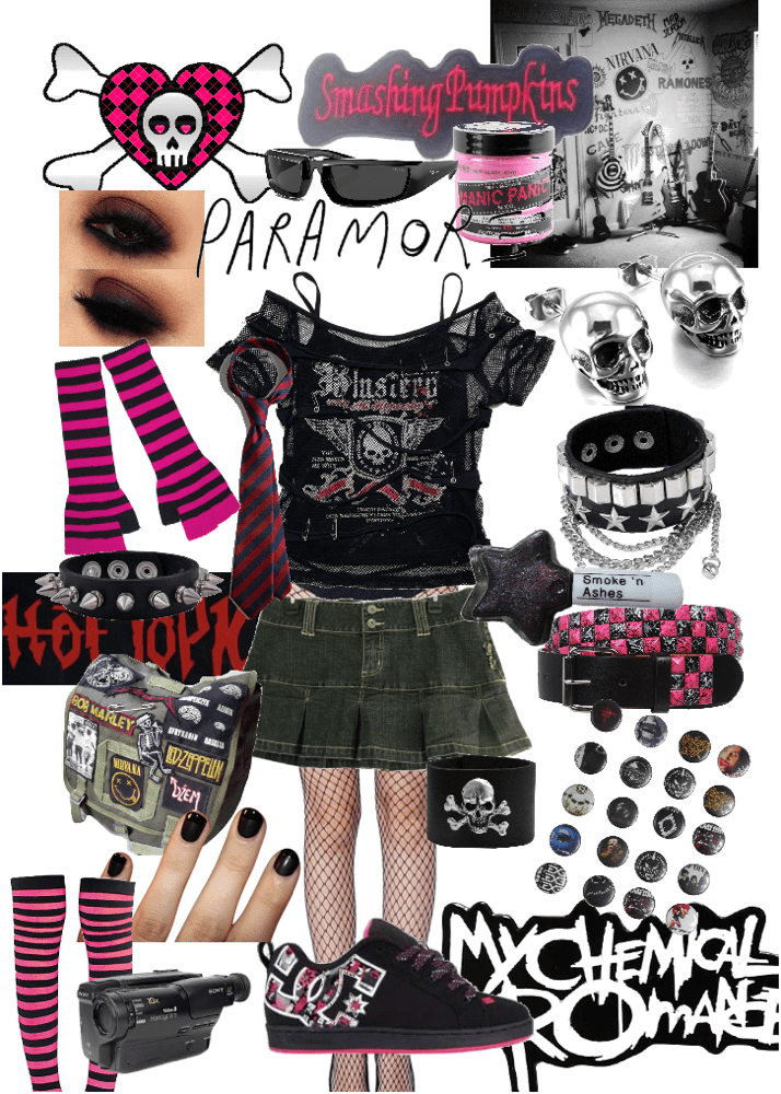 Fishnet Sleeves and Skater Skirt Fishnet Sleeves and Skater Skirt — Pop Punk Outfits