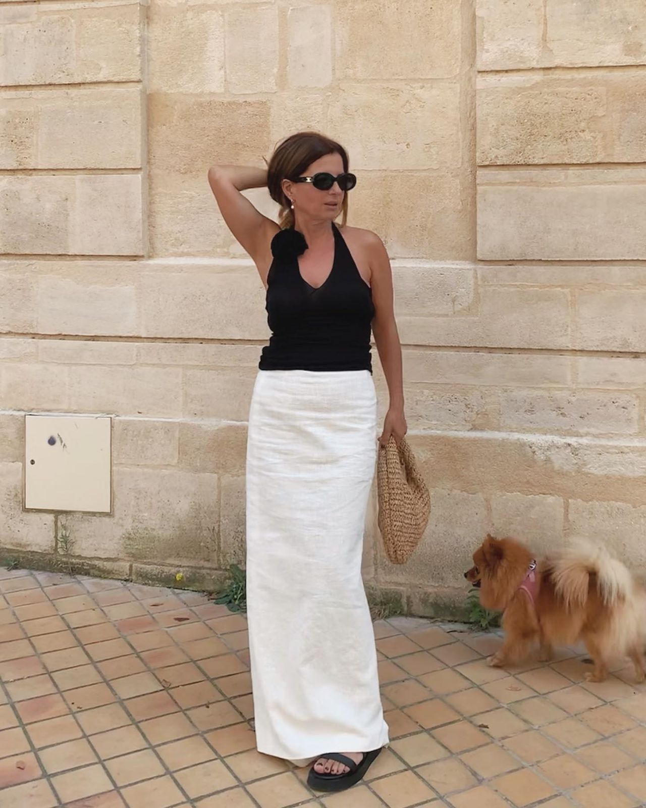 Classic Black Halter Top with White Linen Maxi Skirt Classic Black Halter Top with White Linen Maxi Skirt — Halter Top Outfits