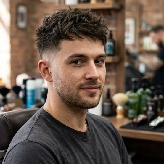 Textured Volume Swept Side Fade Textured Volume Swept Side Fade — Low Taper Fade