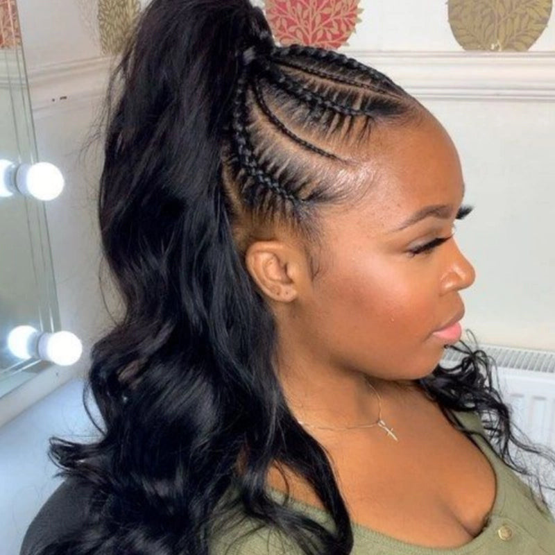 Braided Front Pattern Knotless Braids Ponytail
