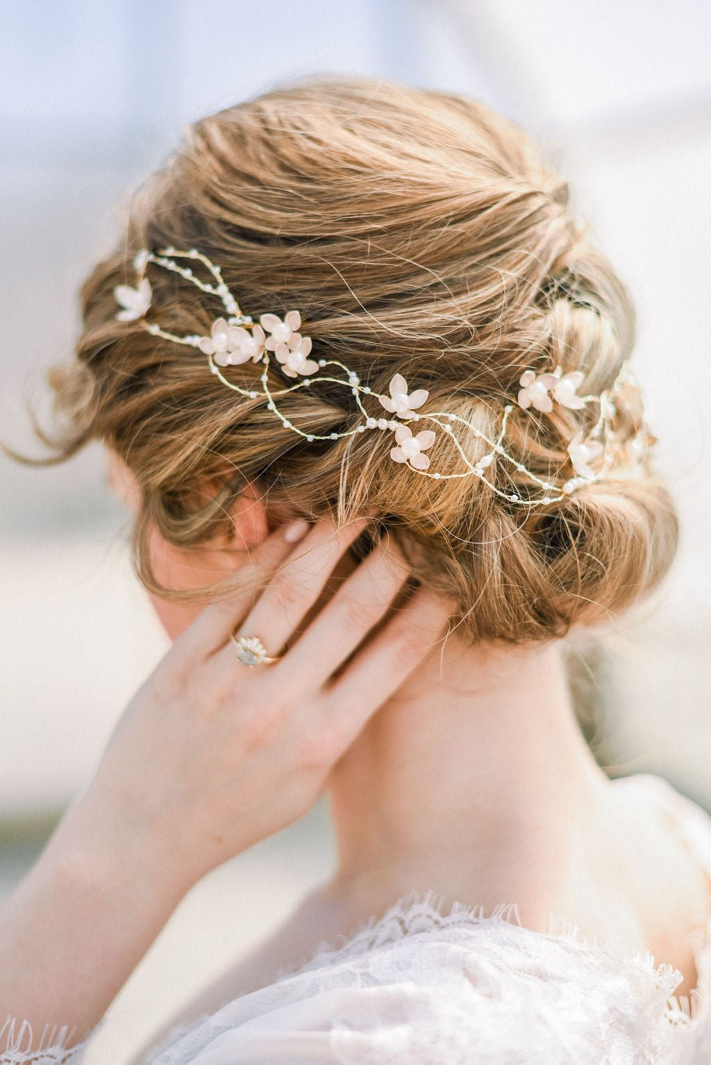Light Brown Updo With Winding Hairvine — Bridal Hair Accessories
