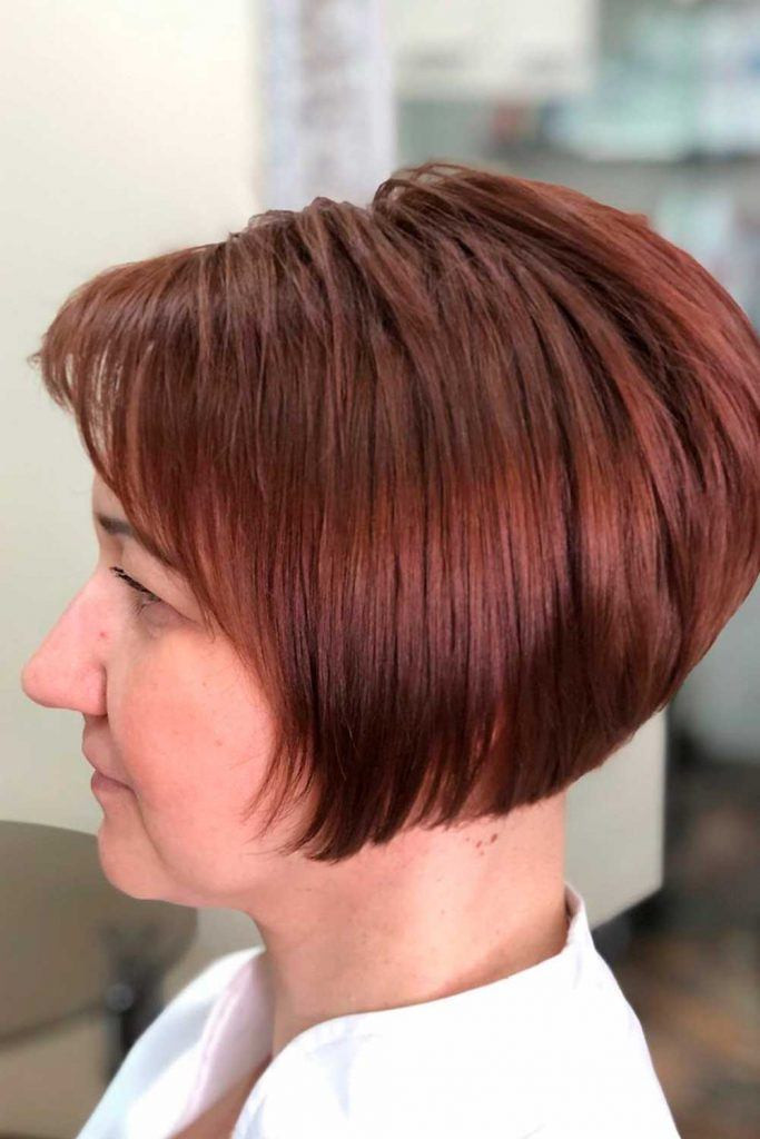 Sleek Medium Auburn Bob Sleek Medium Auburn Bob — Red Hair Over 50