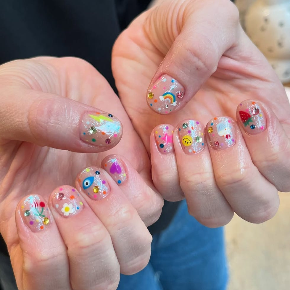 Glossy With Glitter Visual Idea — Festival Nails