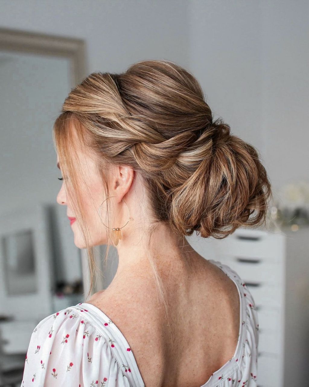 Light Brown Braided Low Bun Light Brown Braided Low Bun — Mother of the Bride Hairstyles