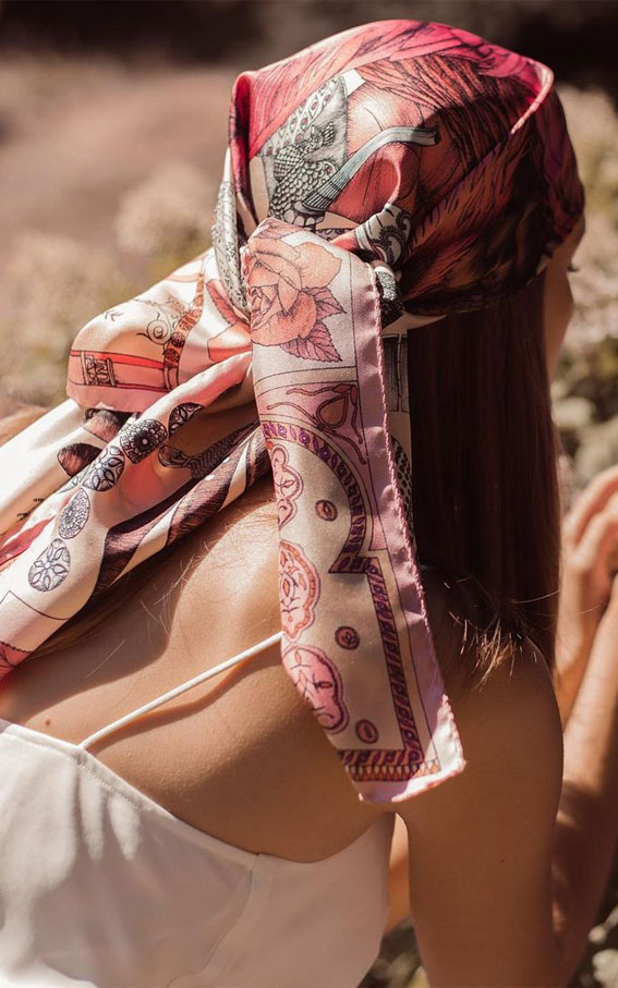 Updo with Large Patterned Scarf Drape — Scarf Hairstyles
