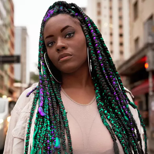 Black with Purple and Green Accents — Purple Braids
